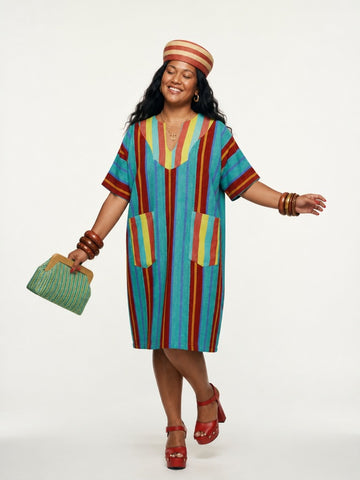 Ejeuwa Aso Oke Striped Midi Dress