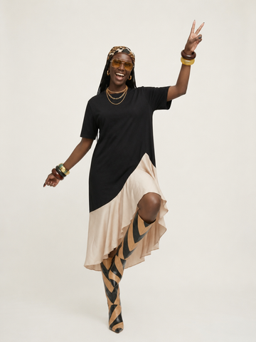 Grounded Cotton Patchwork Maxi Dress