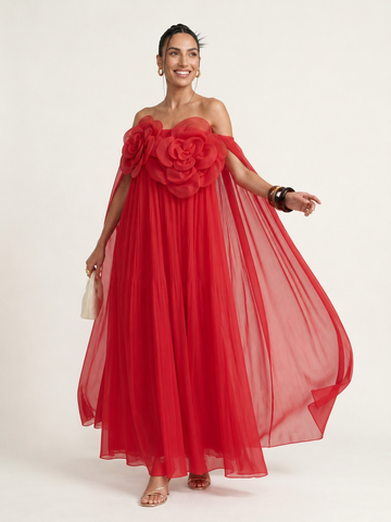 Radiant Organza Pleated Maxi Dress