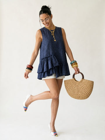 Free Spirit Plaid Ruffled Tank Top