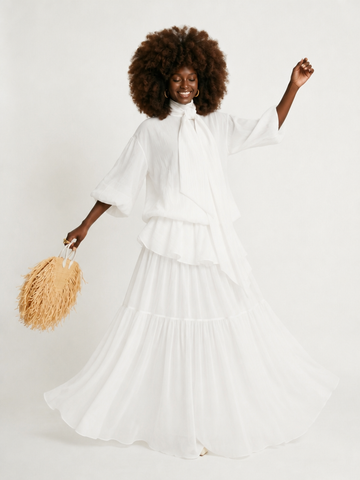 Elegant Tiered High-Neck Maxi Dress