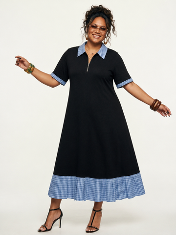 Free Spirit Plaid Patchwork Midi Dress