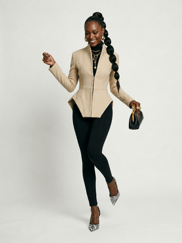 Confident Peplum Blazer Wide-Leg Pants