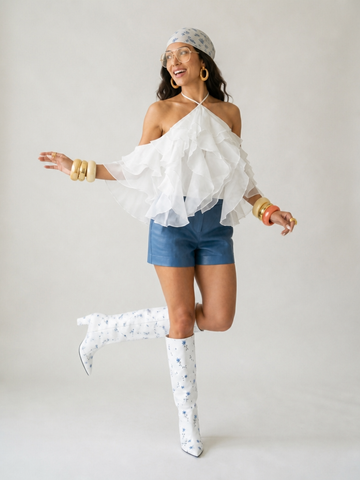 Divine Tiered Ruffle Halter Blouse