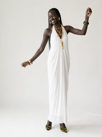Divine Pleated Halter Maxi Dress