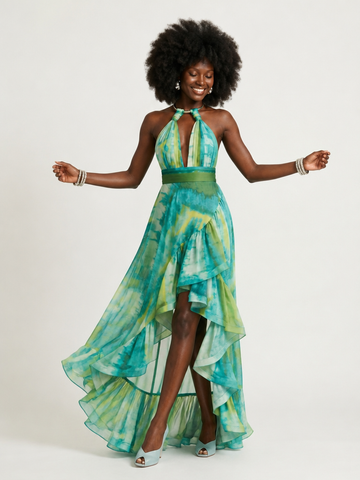 Free Spirit Tie-Dye Ruffle Maxi Dress