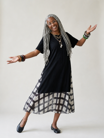 Grounded Plaid Cotton Maxi Dress