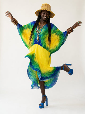 Vibrant Pleated Loose Kaftan