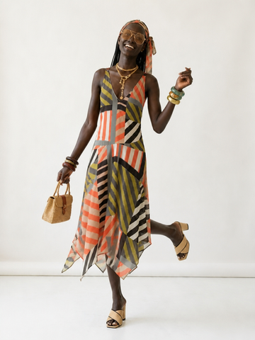 Wild Heart Patchwork Asymmetrical Maxi Dress