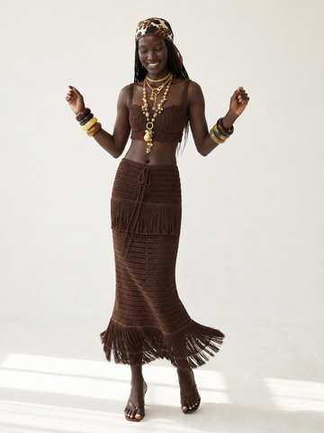 Free Spirit Crochet Tassel Two-Piece Set