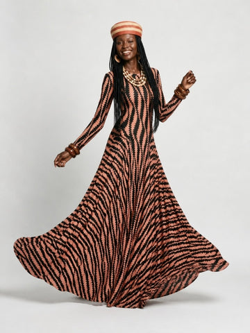 Fierce Striped Pleated Maxi Dress