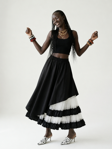Sovereign Patchwork Mesh Midi Skirt