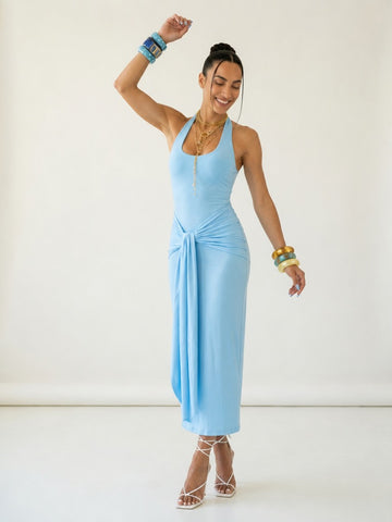 Radiant Halter Ruched Maxi Dress