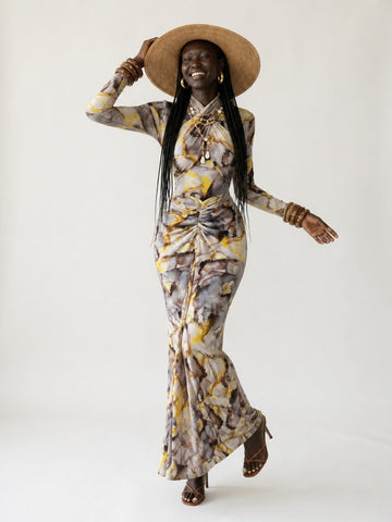 Fearless Draped Abstract Maxi Dress