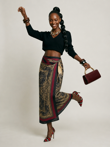 Wanderlust Paisley Wrap Midi Skirt