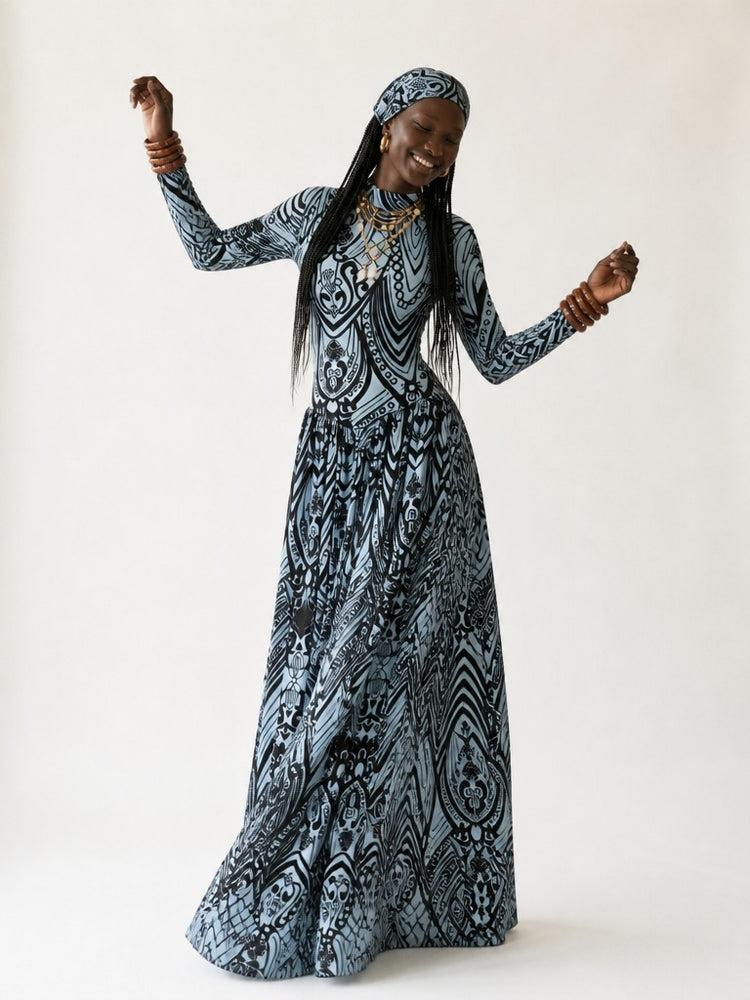 Magnetic Geometric Printed Maxi Dress