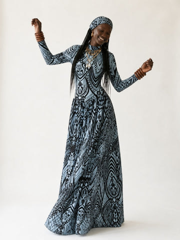 Magnetic Geometric Printed Maxi Dress