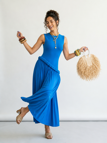 Graceful Braided Pleated Maxi Dress