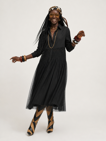 Audacious Mesh Patchwork Maxi Dress