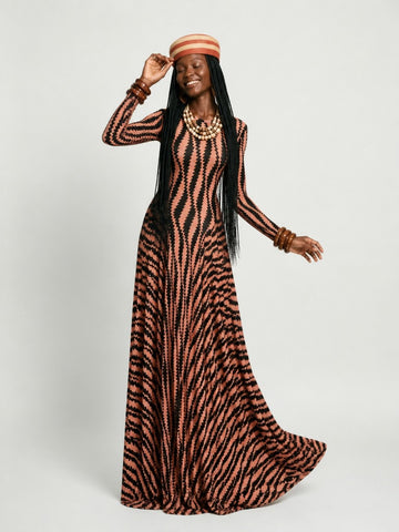 Fierce Striped Pleated Maxi Dress