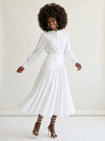 Radiant Pearl Pleated Two-Piece Set