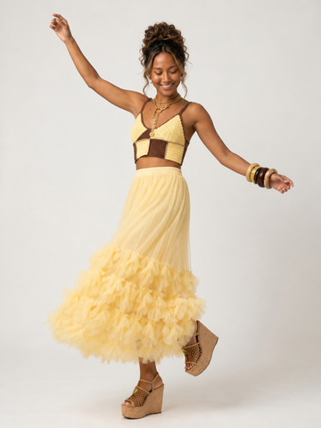 Ethereal Ruffled Mesh Maxi Skirt