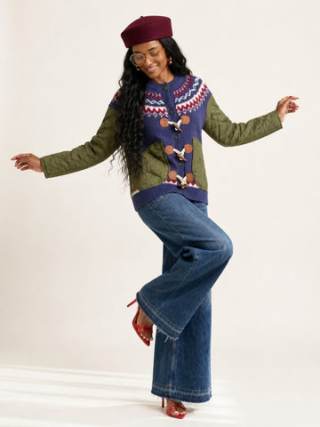 Adventurous Patchwork Knit Cardigan