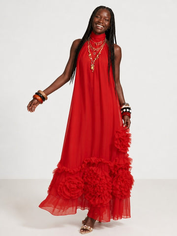 Radiant Ruffled Chiffon Maxi Dress