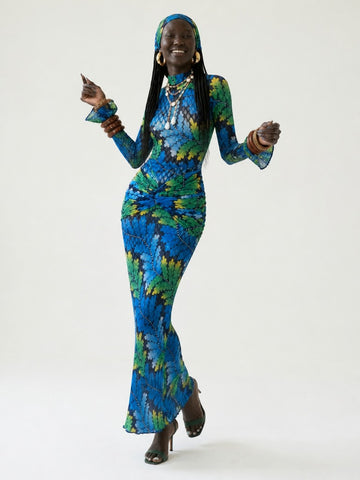 Untamed Leaf Print Maxi Dress