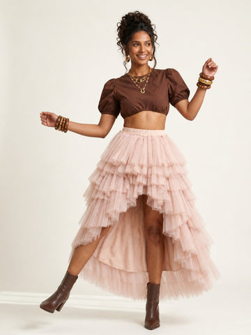 Boundless Tiered Mesh Maxi Skirt