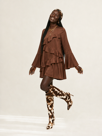 Graceful Satin Ruffles Mini Dress