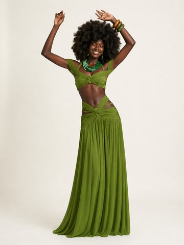Audacious Halter Cutout Two-Piece Set