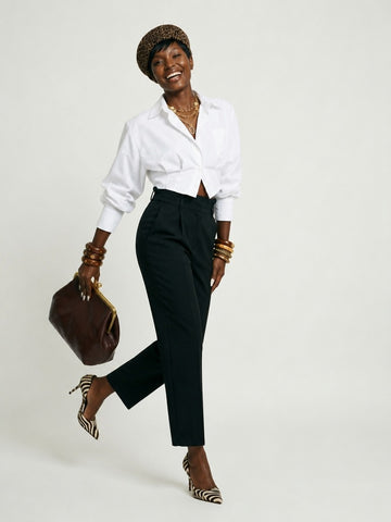 Confident Cropped Long Sleeve Blouse