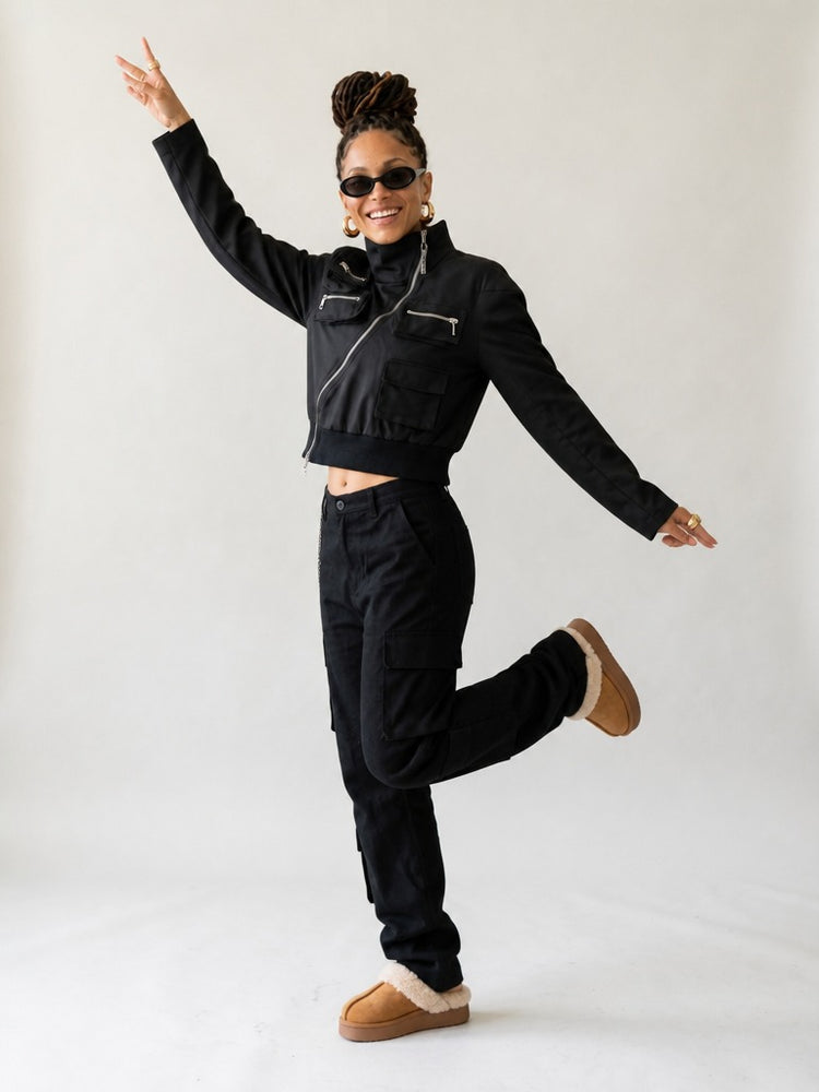 Daring Cropped Motorcycle Jacket