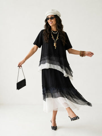 Unique Layered Flowing Two-Piece Set