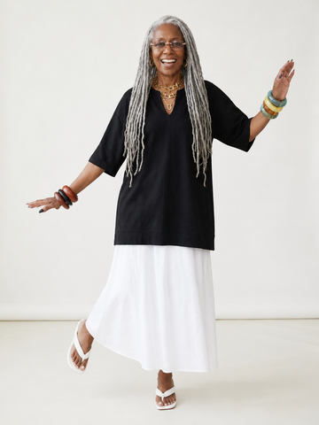 Grounded Contrast Splicing Maxi Dress