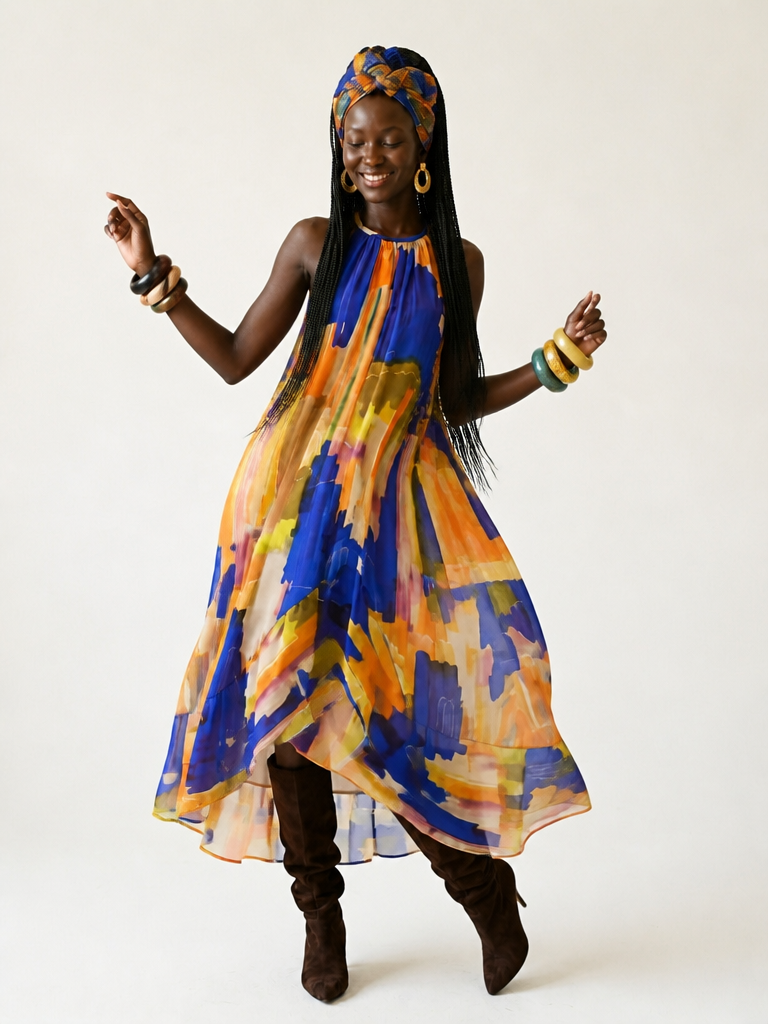 Wanderlust Halter Printed Maxi Dress