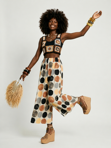 Free Spirit Dot Print Wide-Leg Pants