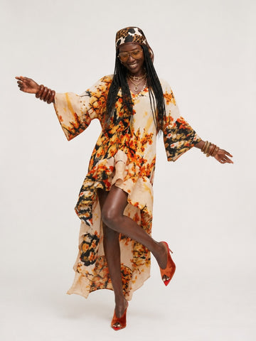 Wanderlust Pleated Print Kaftan