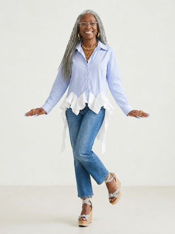 Elegant Striped Ruffle Blouse