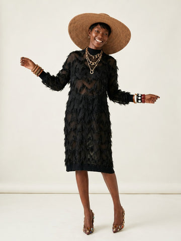 Audacious Tasseled Mesh Midi Dress