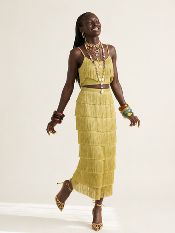 Wild Heart Tiered Tassel Maxi Skirt