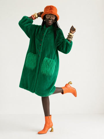 Vibrant Oversized Faux Fur Coat