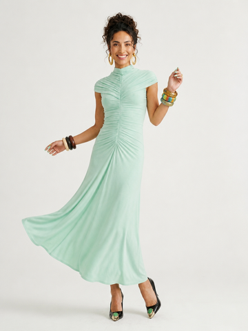Elegant Ruched A-Line Maxi Dress