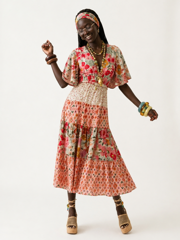 Free Spirit Floral Tiered Midi Dress