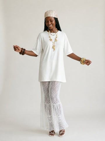 Divine Lace Ruffle Maxi Dress
