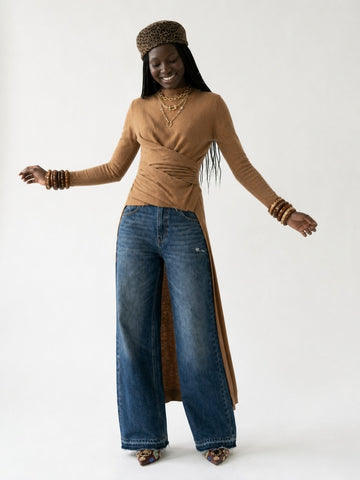 Grounded Split Hem Long Tunic