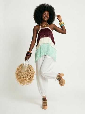 Free Spirit Fringe Halter Blouse