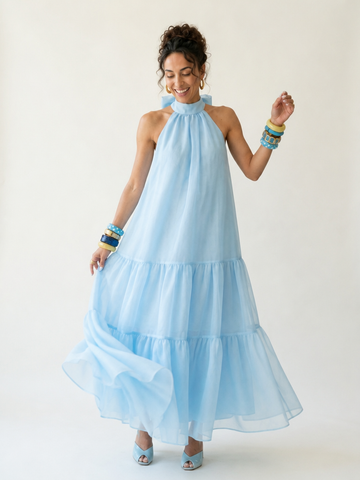 Radiant Halter Tiered Maxi Dress
