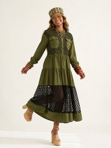 Free Spirit Polka Dot Mesh Maxi Dress
